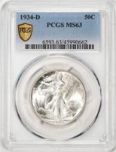 1934-D Walking Liberty Half Dollar Coin PCGS MS63