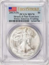 2013-(S) $1 American Silver Eagle Coin PCGS MS70 San Francisco Mint First Strike