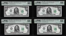 (4) Consecutive 1950A $50 Federal Reserve Notes Fr.2108-D PMG Ch. Uncirculated 64EPQ