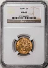 1900 $5 Liberty Head Half Eagle Gold Coin NGC MS63