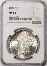 1891-S $1 Morgan Silver Dollar Coin NGC MS63 Nice Reverse Toning