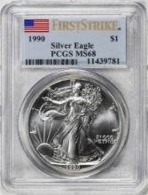 1990 $1 American Silver Eagle Coin PCGS MS68 First Strike