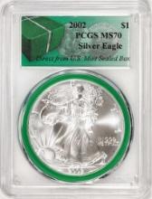 2002 $1 American Silver Eagle Coin PCGS MS70 Direct From U.S. Mint Sealed Box
