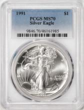 1991 $1 American Silver Eagle Coin PCGS MS70