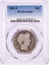 1892-S Barber Half Dollar Coin PCGS AG03