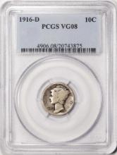 1916-D Mercury Dime Coin PCGS VG08