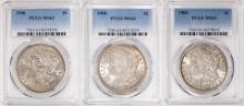 Lot of (3) 1900 $1 Morgan Silver Dollar Coins PCGS MS63