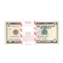 Pack of (100) Consecutive 2013 $5 Federal Reserve STAR Notes