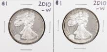 Lot of (2) 2010-W $1 Proof American Silver Eagle Coins