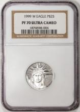 1999-W $25 Proof American Platinum Eagle Coin NGC PF70 Ultra Cameo