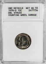 1976-D Roosevelt Dime Coin Mint ERROR Double Struck Double Date ANACS AU55 Net