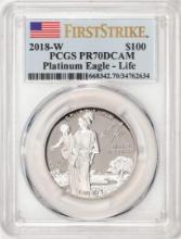 2018-W $100 Proof American Platinum Eagle Coin PCGS PR70DCAM First Strike