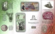 2010 Mexico 100 & 200 Pesos Commemorative Uncirculated Bank Notes in Folder