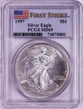 1997 $1 American Silver Eagle Coin PCGS MS69 First Strike