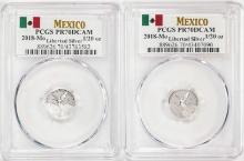 Set of (2) 2018Mo Mexico Proof 1/20 oz Silver Libertad Coins PCGS PR70DCAM
