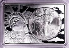 1996 $1 American Silver Eagle Coin & 2oz Silver Bar Set