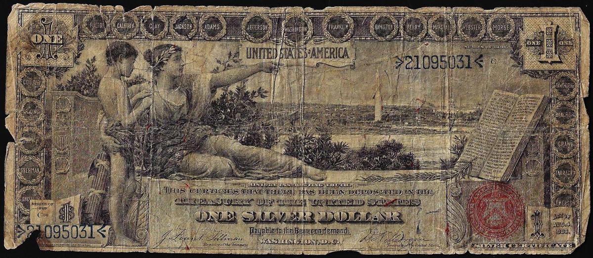 1896 $1 Educational Silver Certificate Note