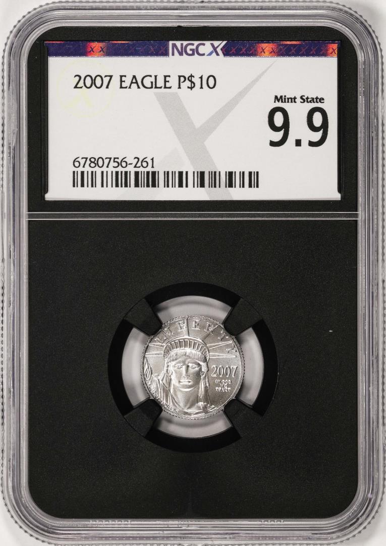 2007 $10 Platinum American Eagle Coin NGCX Mint State 9.9