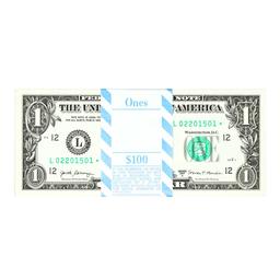 Pack of (100) Consecutive 2017A $1 Federal Reserve STAR Notes San Francisco