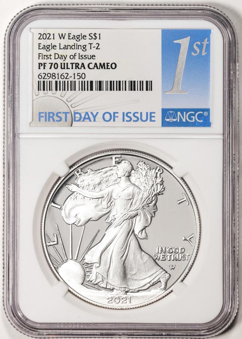 2021-W T-2 $1 Proof American Silver Eagle Coin NGC PF70 Ultra Cameo FDOI