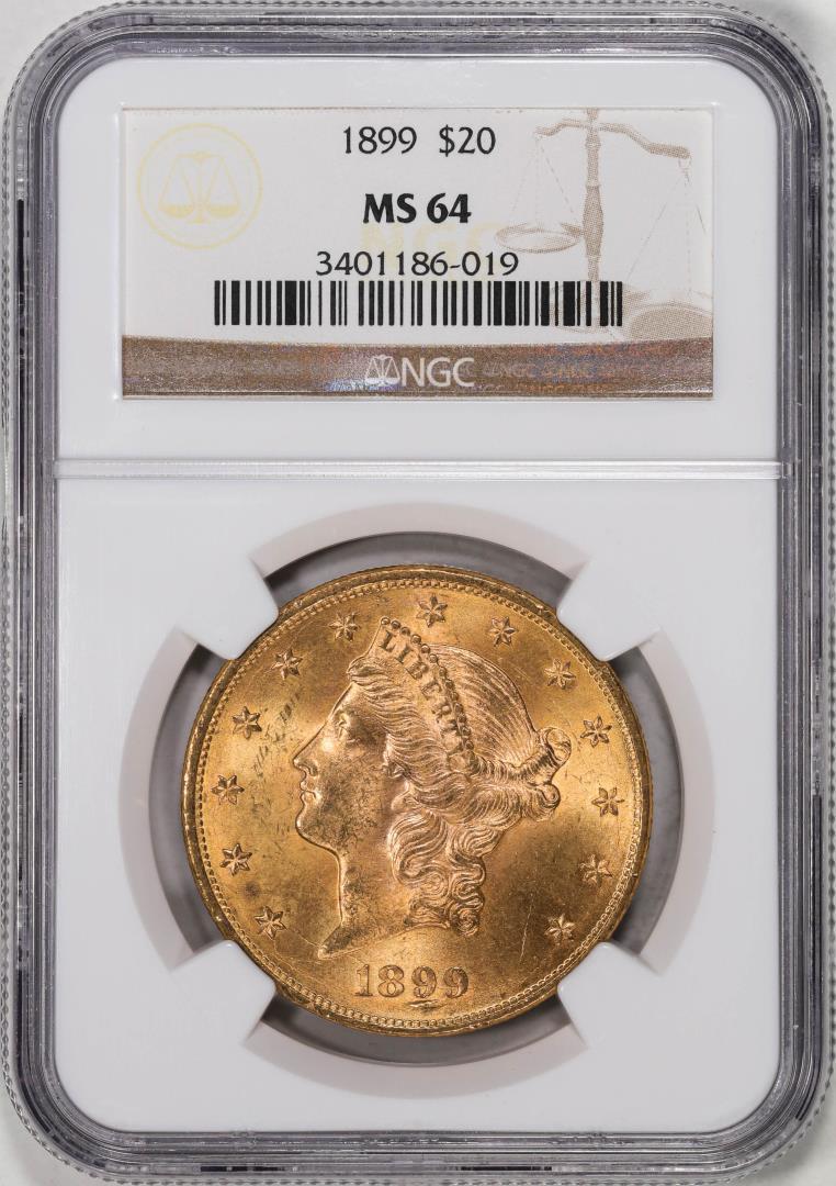 1899 $20 Liberty Head Eagle Gold Coin NGC MS64