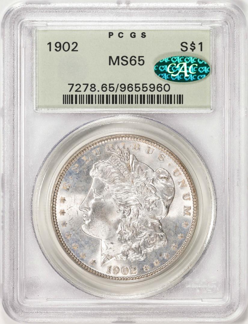 1902 $1 Morgan Silver Dollar Coin PCGS MS65 CAC Old Green Holder