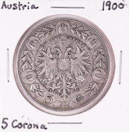 1900 Austria 5 Corona Silver Coin