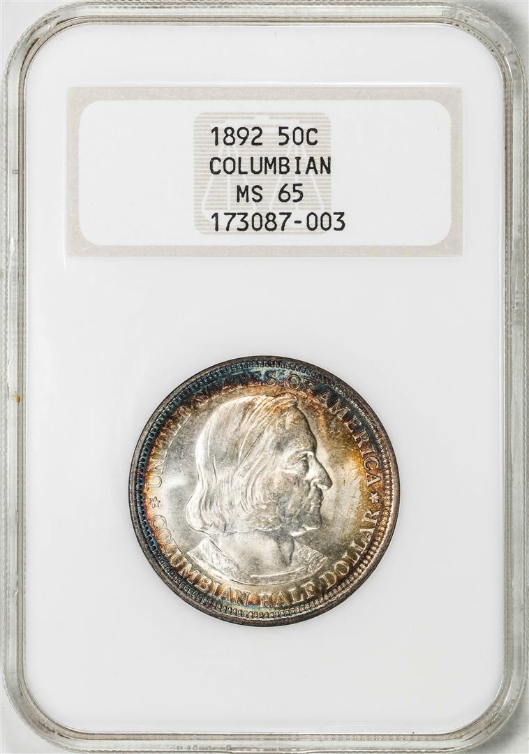 1892 Columbian Exposition Commemorative Half Dollar Coin NGC MS65 Amazing Toning