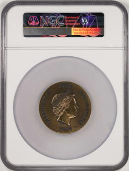 2022 Niue $5 Twelve Olympians Bacchus Silver Gilt Coin NGC MS70 Antiqued