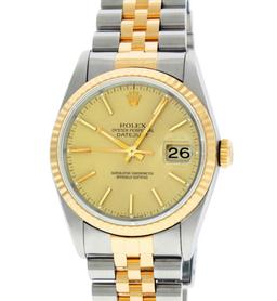 Rolex Men's Two Tone Champagne Index Datejust Wristwatch