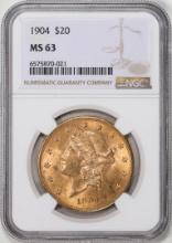 1904 $20 Liberty Head Eagle Gold Coin NGC MS63