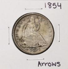 1854 w/Arrows Seated Liberty Half Dollar Coin