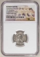 Roman Empire 138-161 AD Antoninus Pius AR Denarius Ancient Coin NGC VF