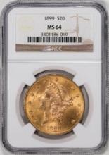 1899 $20 Liberty Head Eagle Gold Coin NGC MS64