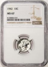 1942 Mercury Dime Coin NGC MS67