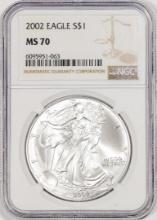 2002 $1 American Silver Eagle Coin NGC MS70