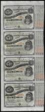 Uncut Sheet of (4) State of Louisiana Baby Bond Obsolete Notes