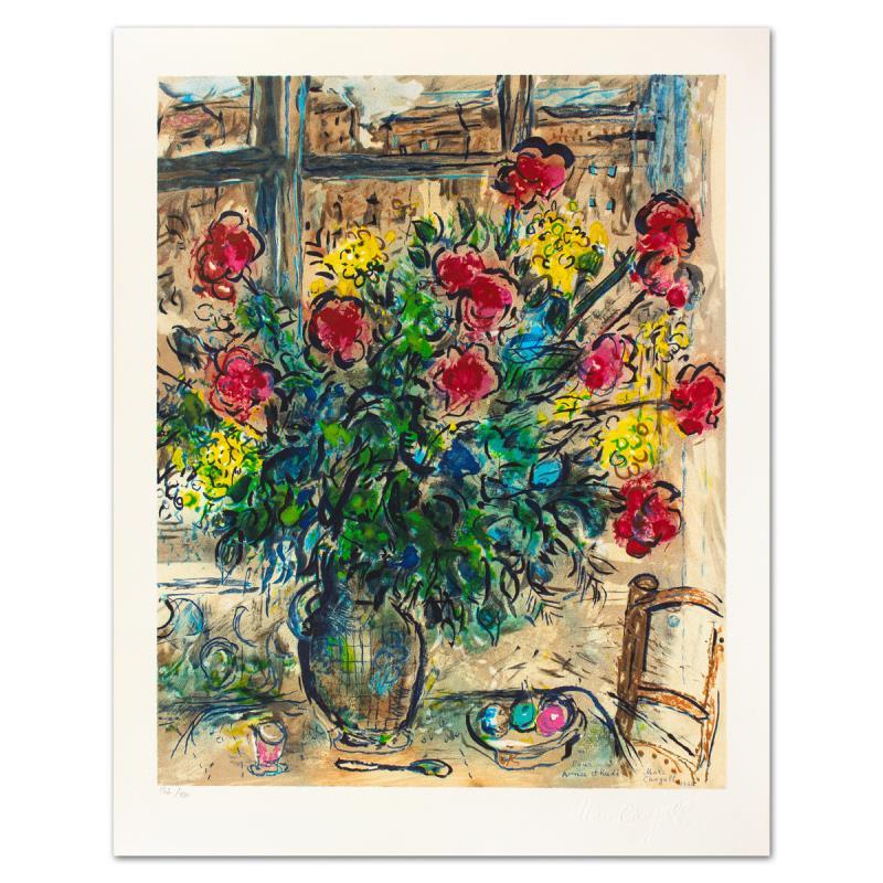 Chagall (1887-1985) "Le Bouquet Devant La Fenetre" Limited Edition Lithograph