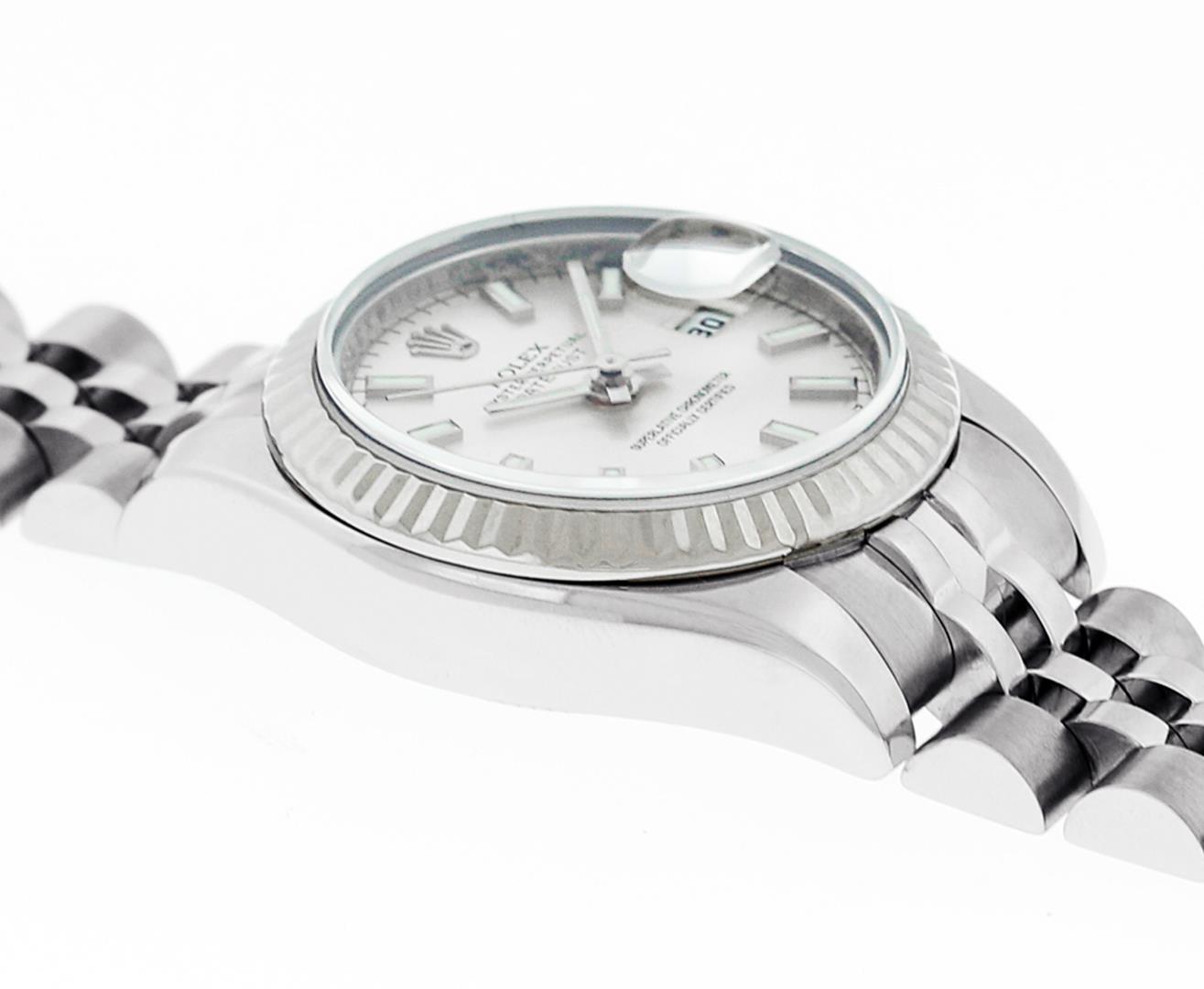 Rolex Ladies Stainless Steel White Index Datejust Wristwatch