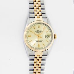 Rolex Men's Two Tone Champagne Index Datejust Wristwatch