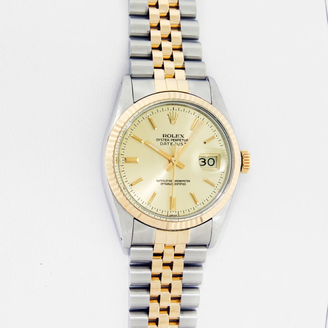 Rolex Men's Two Tone Champagne Index Datejust Wristwatch