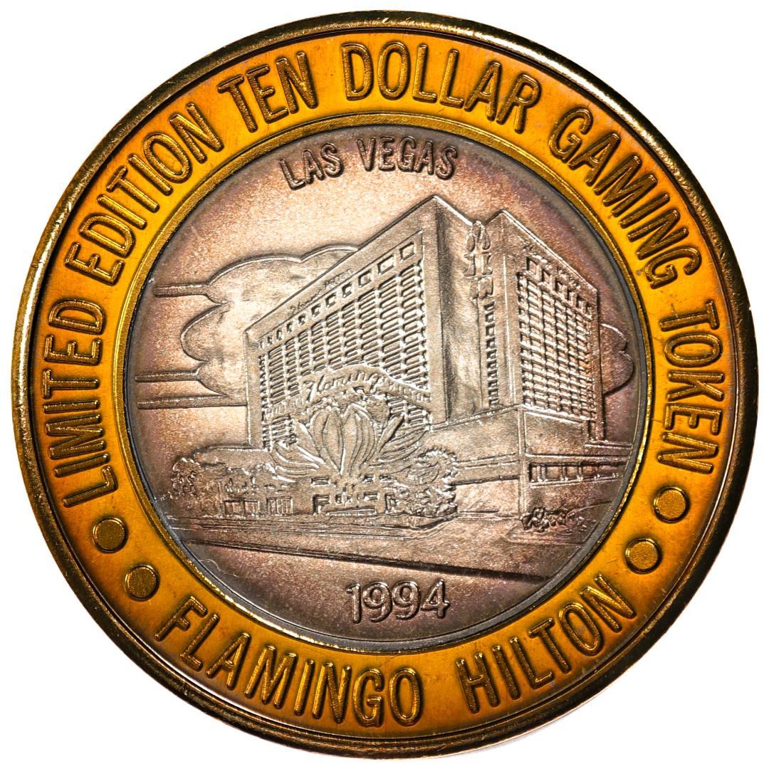 .999 Silver Flamingo Hilton Las Vegas, Nevada $10 Casino Limited Edition Gaming Token