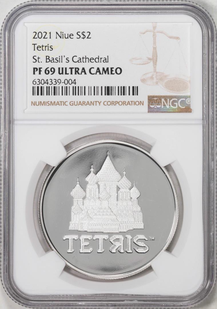 2021 Niue $2 Proof Tetris Silver Coin NGC PF69 Ultra Cameo