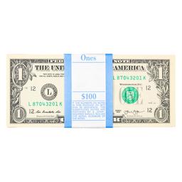 Pack of (100) Consecutive 2013 $1 Federal Reserve Notes San Francisco