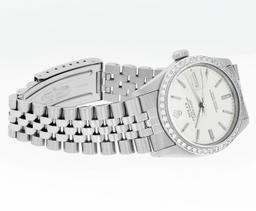 Rolex Mens Stainless Steel Silver Index Diamond Datejust Wristwatch