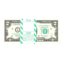 Pack of (100) Consecutive 2017A $2 Federal Reserve STAR Notes San Francisco