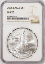 2005 $1 American Silver Eagle Coin NGC MS70