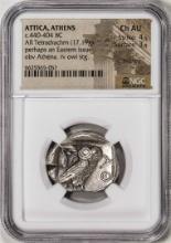 c.440-404 BC Attica Athens AR Tetradrachm Athena Owl Ancient Coin NGC Ch AU