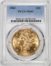 1903 $20 Liberty Head Eagle Gold Coin PCGS MS61