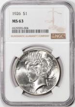 1926 $1 Peace Silver Dollar Coin NGC MS63